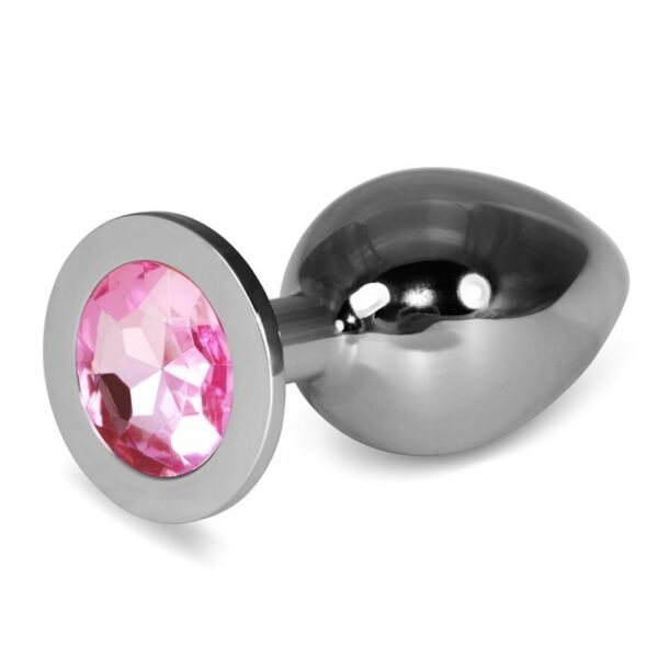 Metalen Buttplug RoseBud Classic met Roze Juweel Maat L