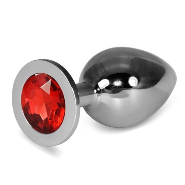 Metalen Buttplug RoseBud Classic met Rood Juweel Maat L