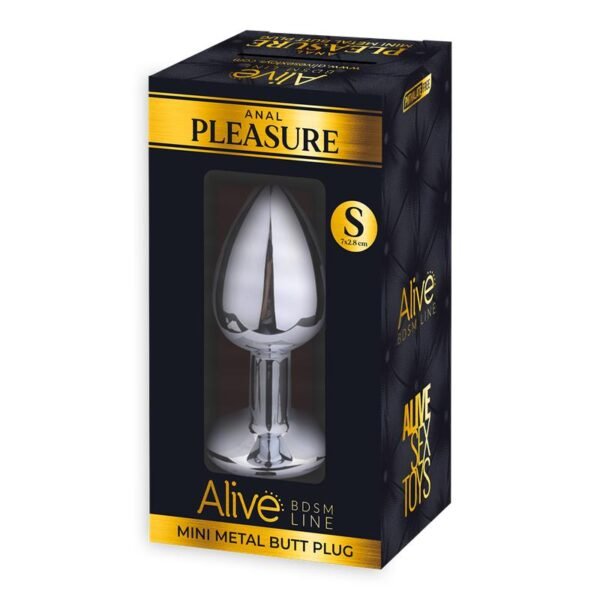 Metalen Buttplug met Wit Juweel Maat S - Afbeelding 2