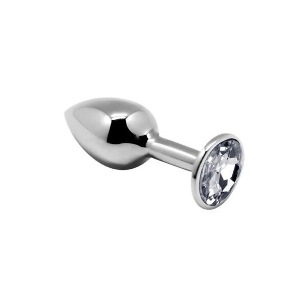 Metalen Buttplug met Wit Juweel Maat S