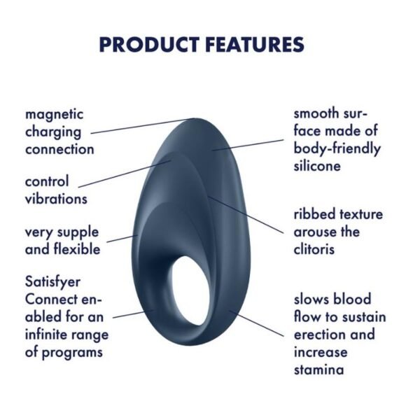 Mighty One Vibrating Ring with APP Blue - Afbeelding 7