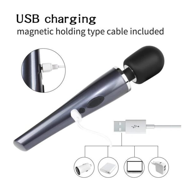 Relyme Wand Massager USB Rechargable Silicone Waterproof - Afbeelding 11